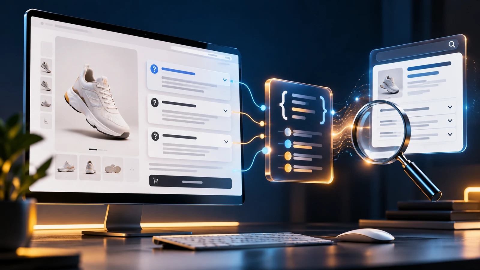 Product page FAQ content connected to structured data and search results