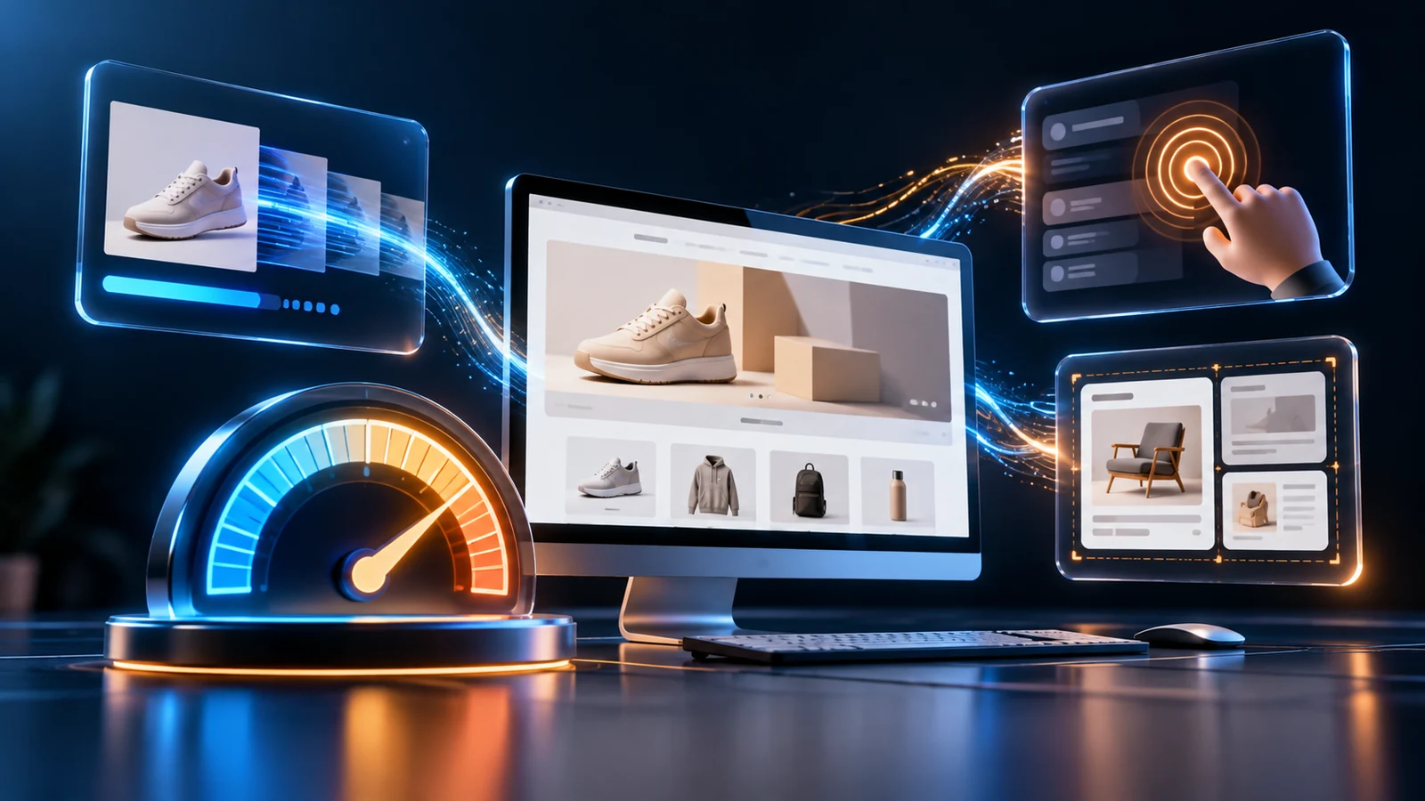 Fast e-commerce storefront with image loading, user interaction and performance controls