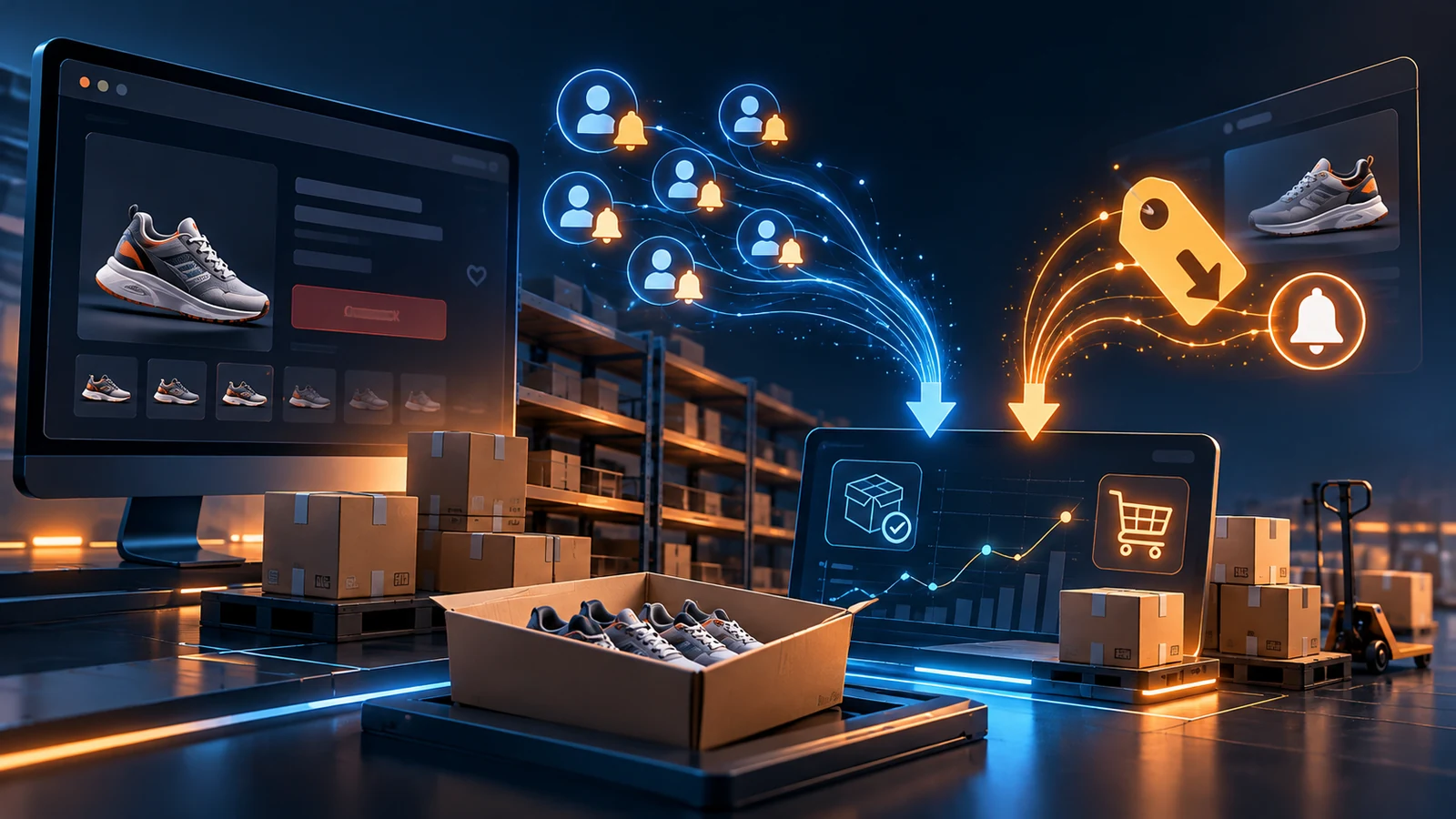 E-commerce inventory demand from back-in-stock signups and price drop alerts