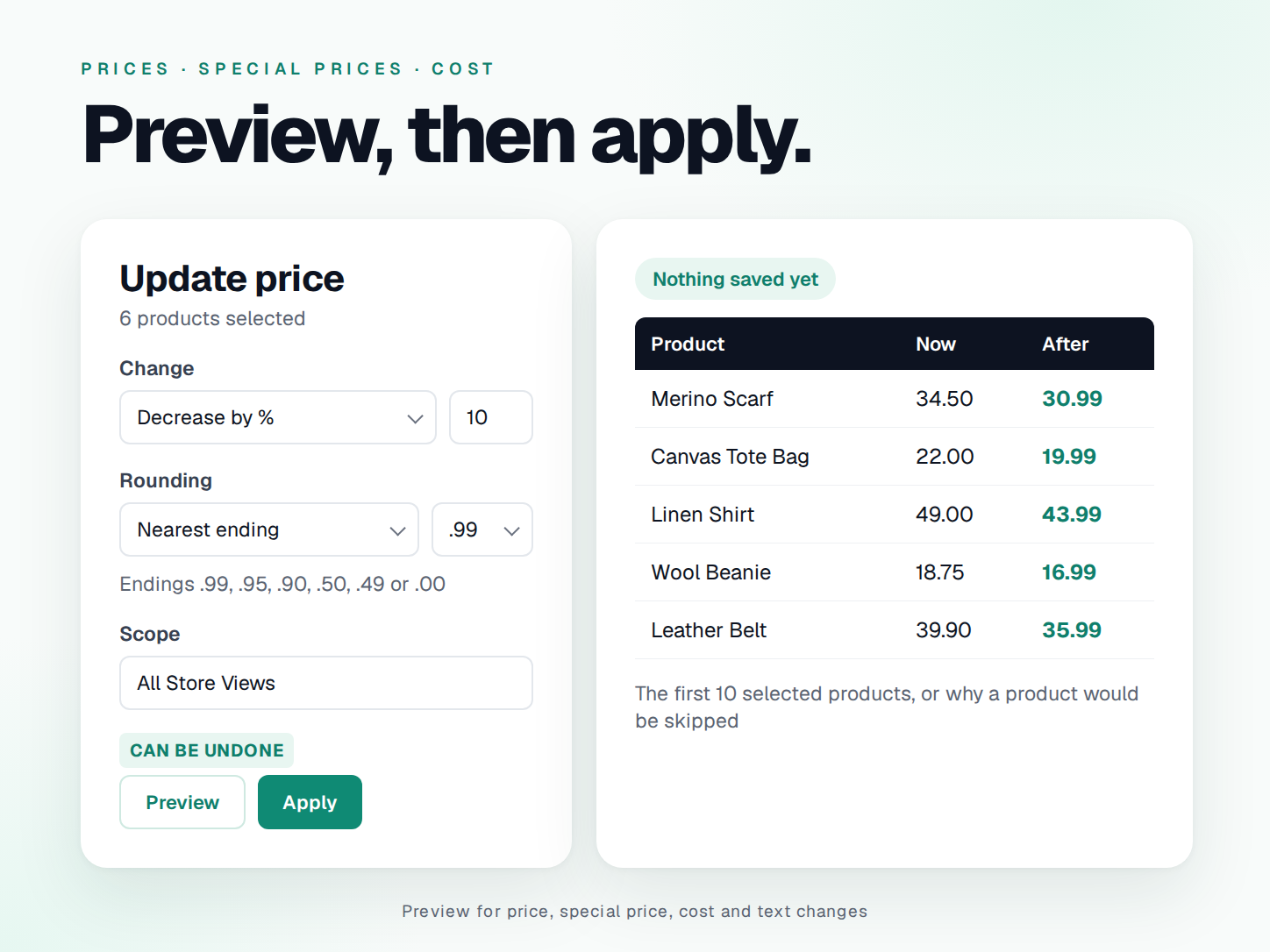 Price preview