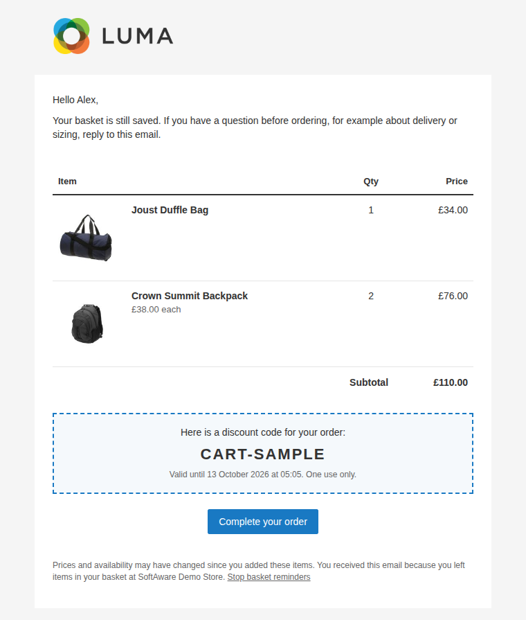 Reminder 2 with a coupon code