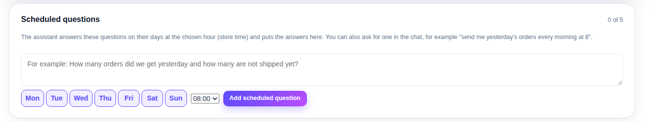 Scheduled questions on the Inbox page