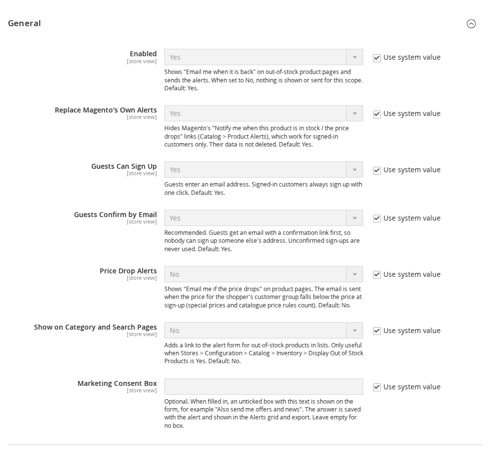 General settings