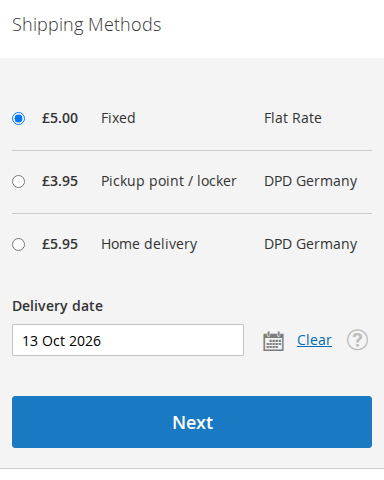 Delivery date on a phone, Hyvä store with the Luma checkout fallback