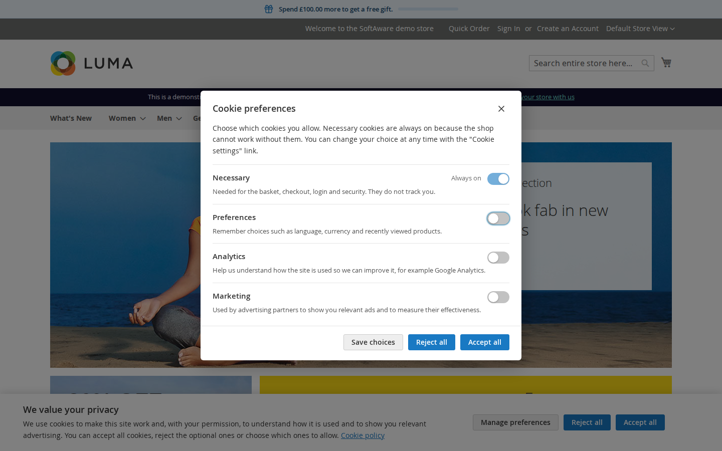 Preferences window