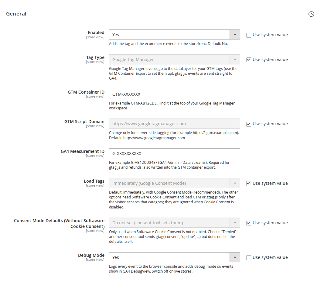 General settings