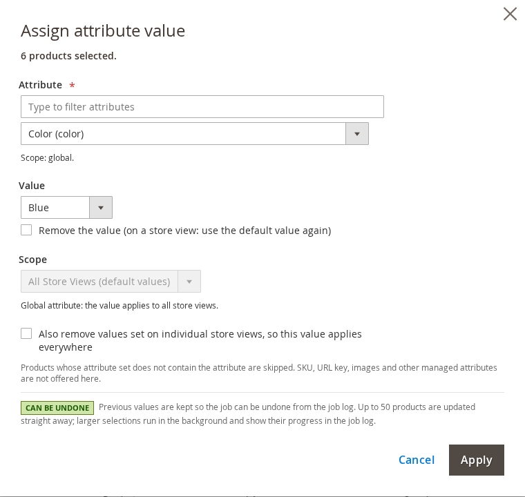 Any attribute, any store view