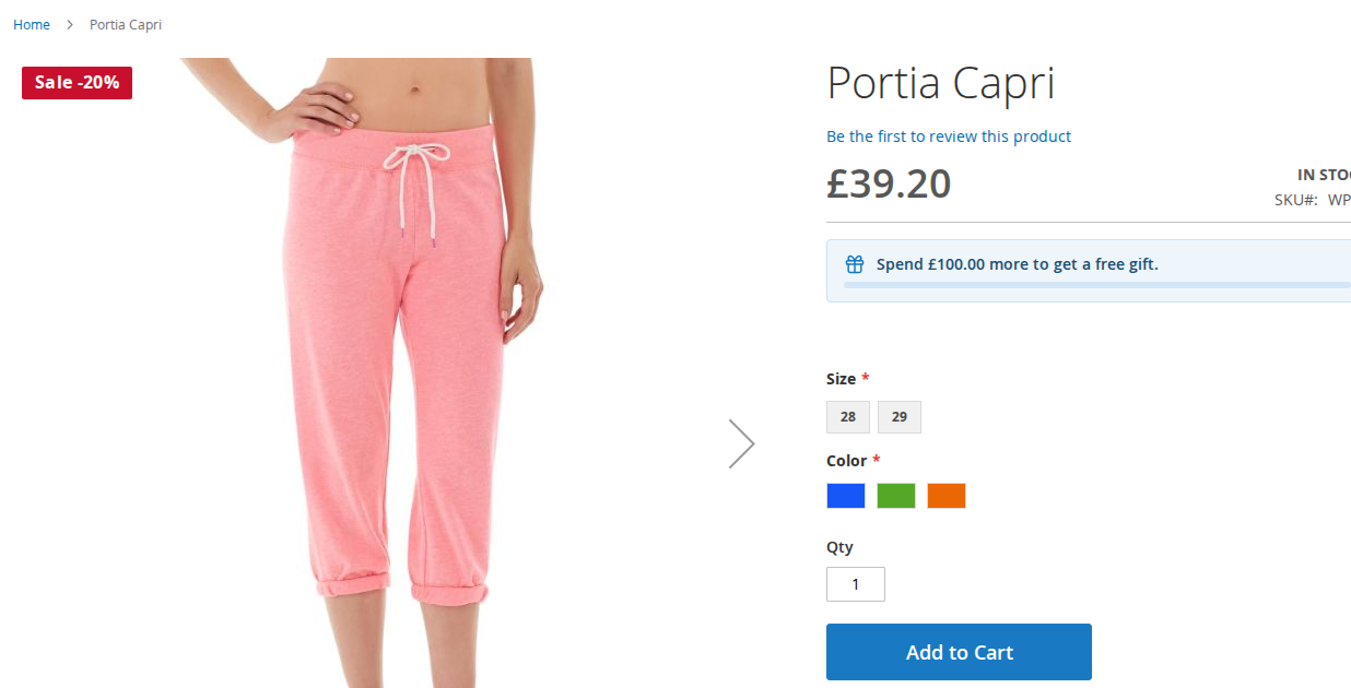 A separate label for the product page