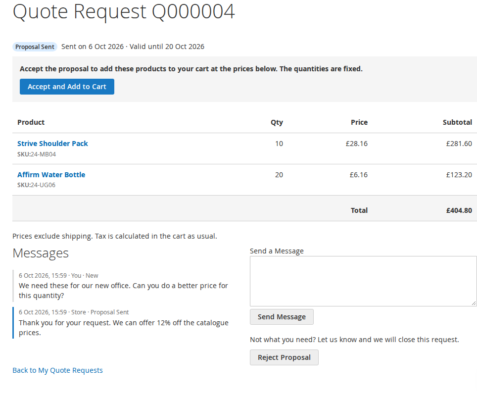 A proposal in My Account