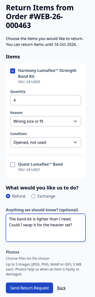 Return form on Hyvä, mobile